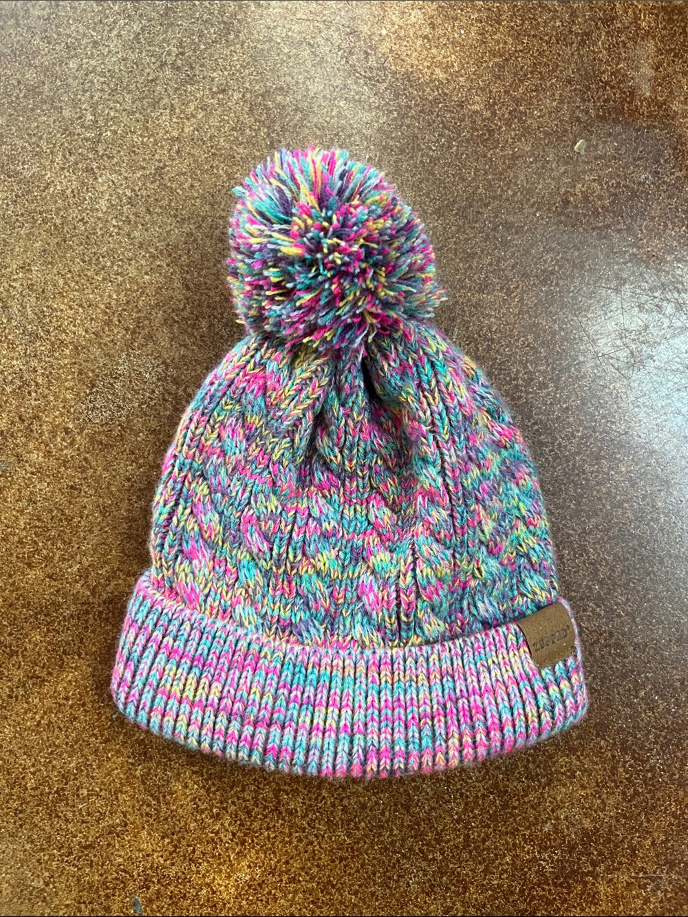 Zuppad Multicolor Knit Pom Beanie Hat - Bright Rainbow Colors